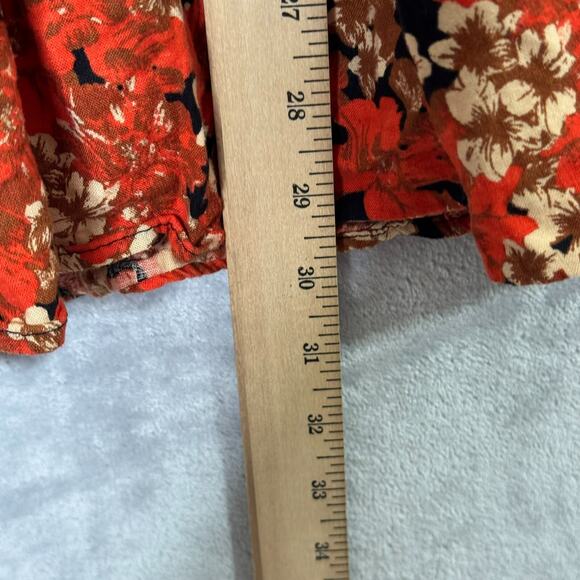 Free People Pattern Play Mini Dress Womens Small Orange Floral Linen Blend - Picture 11 of 12